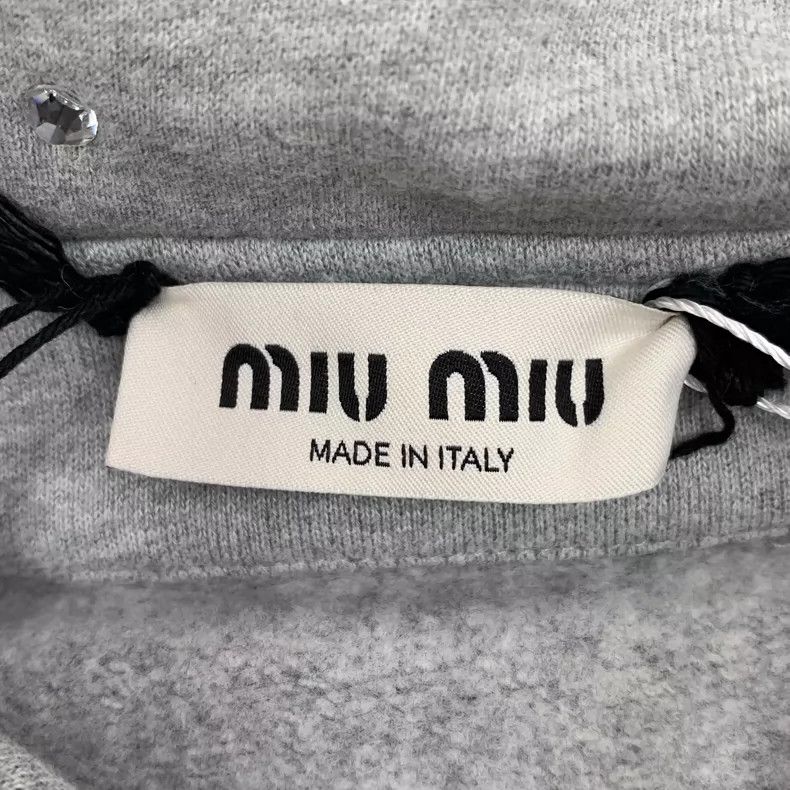 Prada Miu Miu Gray Long Sleeve Polo with Rhinestones Size S / US 4 / IT 40 - 5 Thumbnail