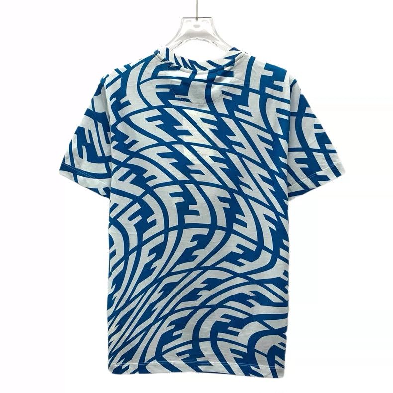 Fendi Fendi Blue Logo Cotton Crew Neck T-Shirt Size M / US 6-8 / IT 42-44 - 2 Thumbnail
