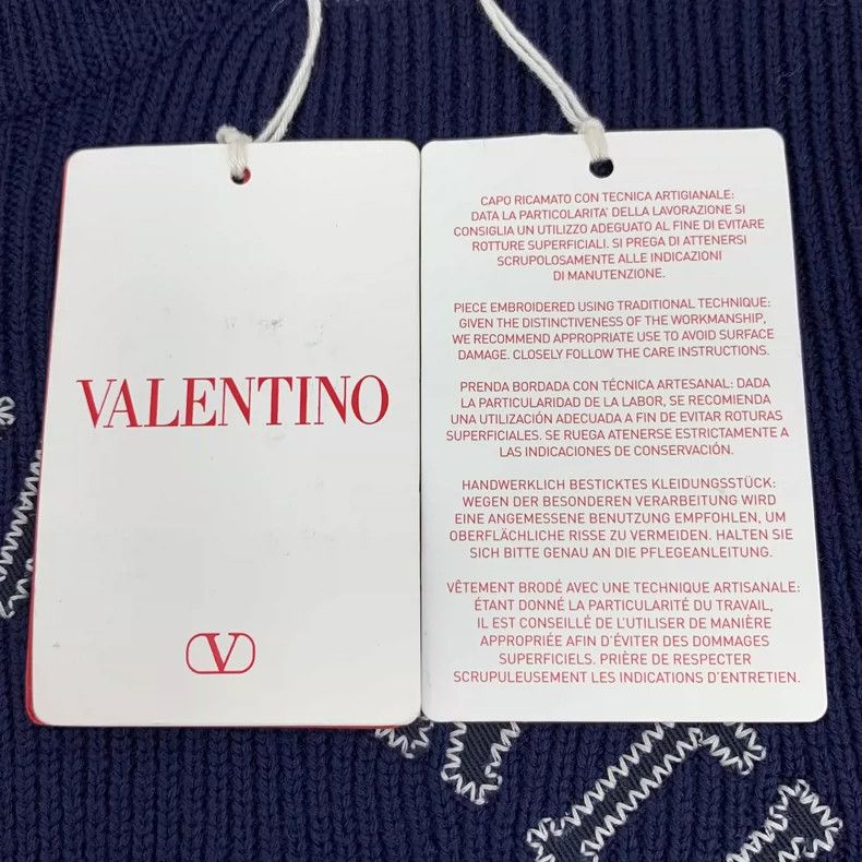 Valentino Valentino Blue Logo Embroidered Knit Sweater Size M / US 6-8 / IT 42-44 - 6 Thumbnail