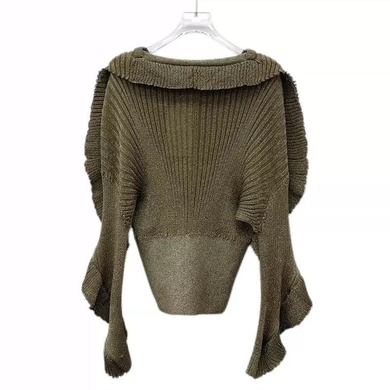 Chloe Green Silk Knit Sweater with Flared Sleeves Size XS / US 0-2 / IT 36-38 - 2 Thumbnail