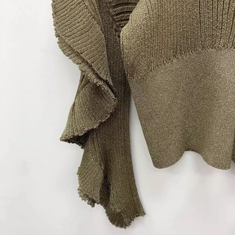 Chloe Green Silk Knit Sweater with Flared Sleeves Size XS / US 0-2 / IT 36-38 - 4 Thumbnail