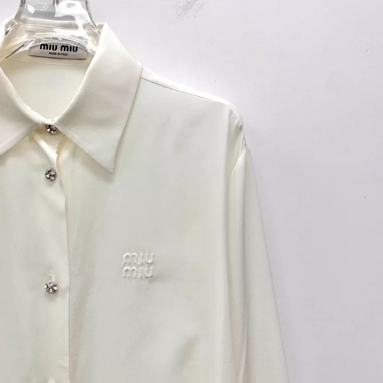Miu Miu Miu Miu Embroidered Silk Long Sleeve Shirt Size S / US 4 / IT 40 - 3 Thumbnail