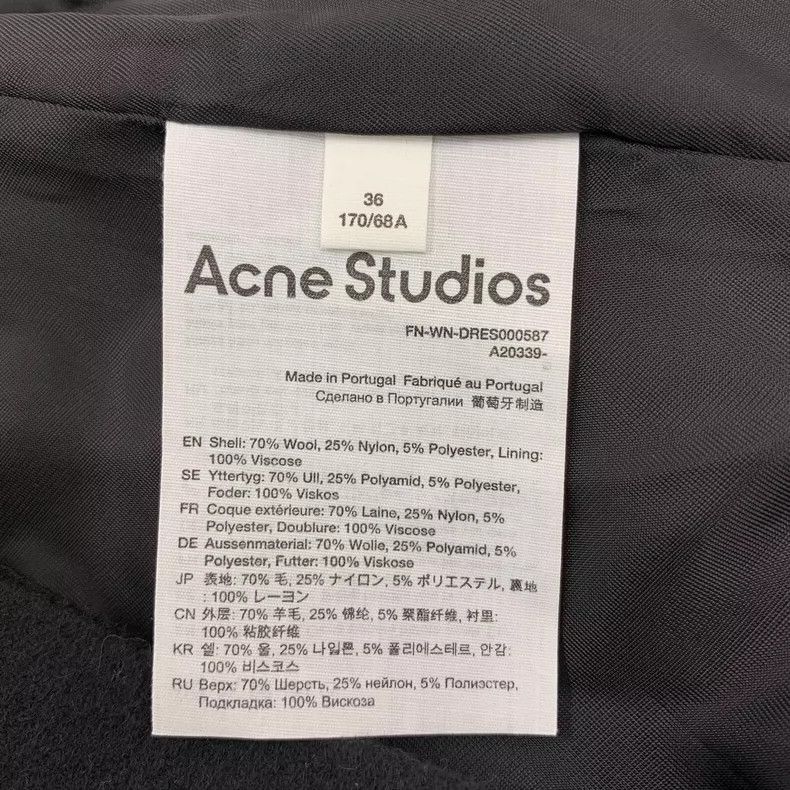 Acne Studios Black Wool Waist-Defined Long Sleeve Dress Size XS / US 0-2 / IT 36-38 - 6 Thumbnail