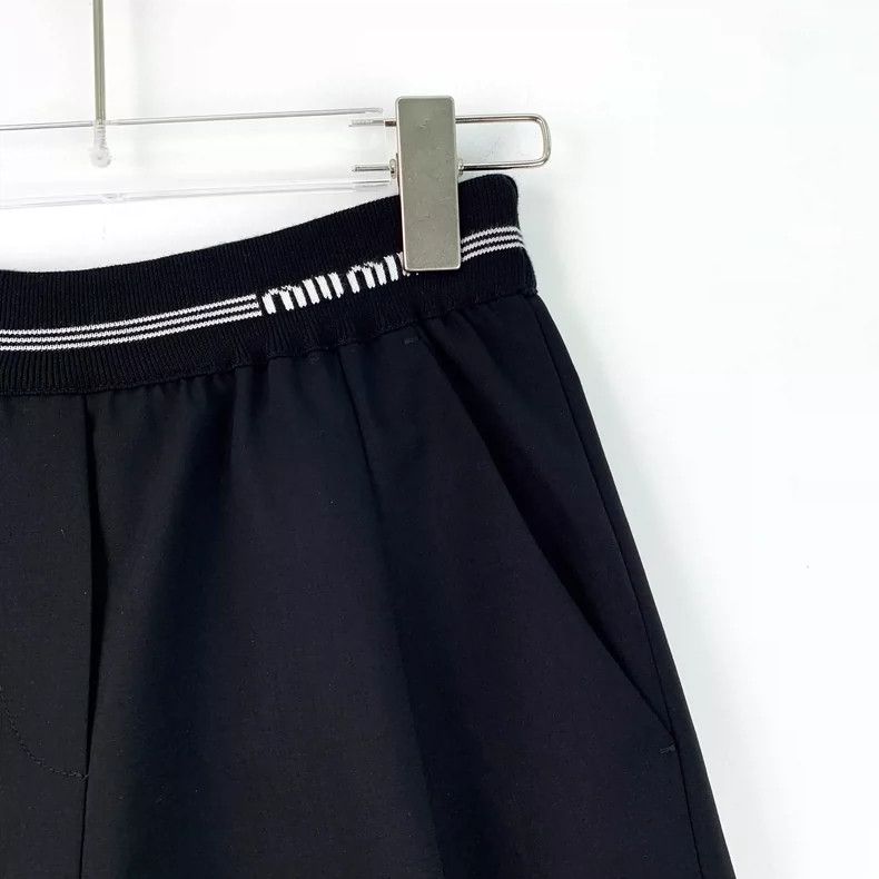 Prada Miu Miu Black Striped Wool Casual Shorts Size 36" / US 14 / IT 50 - 3 Thumbnail