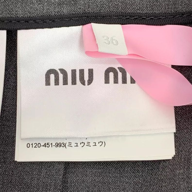 Miu Miu MiuMiu Dark Gray Pleated Wool Skirt Size 36" / US 14 / IT 50 - 6 Thumbnail