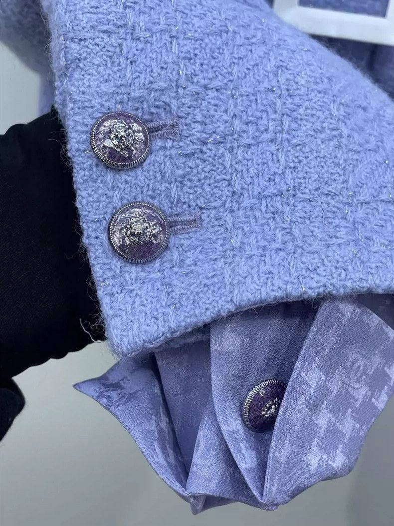 Chanel Chanel Purple V-Neck Double Pocket Jacket Size S / US 4 / IT 40 - 3 Thumbnail