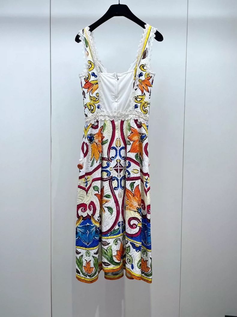 Dolce & Gabbana Colorful Floral Patterned Summer Dress Size M / US 6-8 / IT 42-44 - 2 Thumbnail
