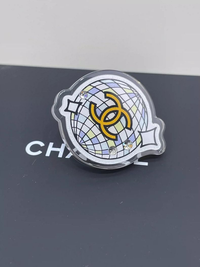 Chanel Double C Acrylic Brooch Pin