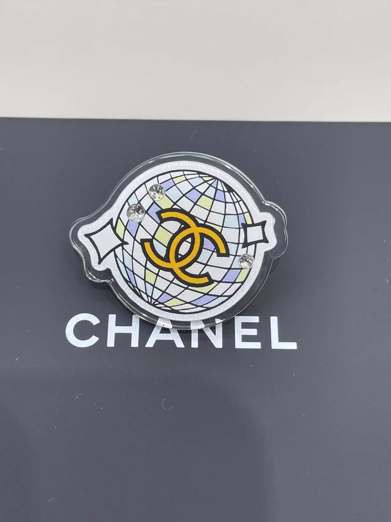 Chanel Double C Acrylic Brooch Pin