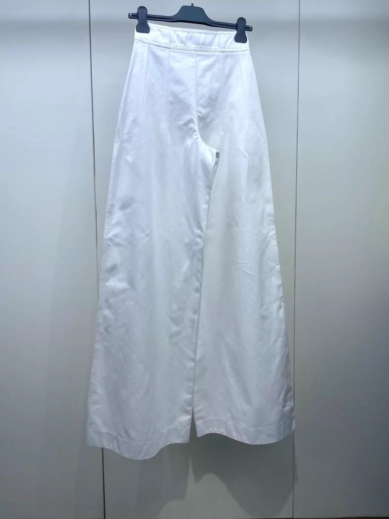Dior Dior White Wide-Leg Pants with Missing Belt Size 32" / US 10 / IT 46 - 3 Thumbnail