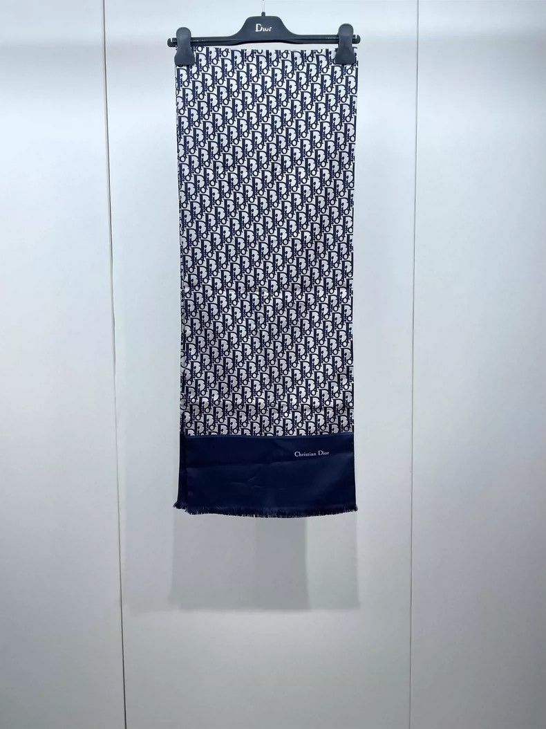 Dior Dior Silk Scarf with Logo Design Size ONE SIZE - 2 Thumbnail