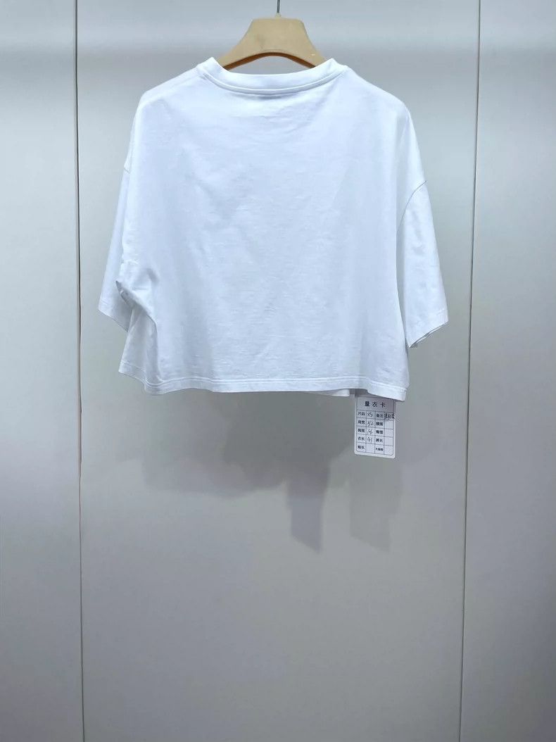 Prada Miu Miu White Logo Short Sleeve Crop Top Size XS / US 0-2 / IT 36-38 - 2 Thumbnail
