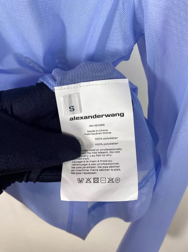 Balenciaga Light Blue Mesh Long Sleeve Top Size S / US 4 / IT 40 - 6 Thumbnail
