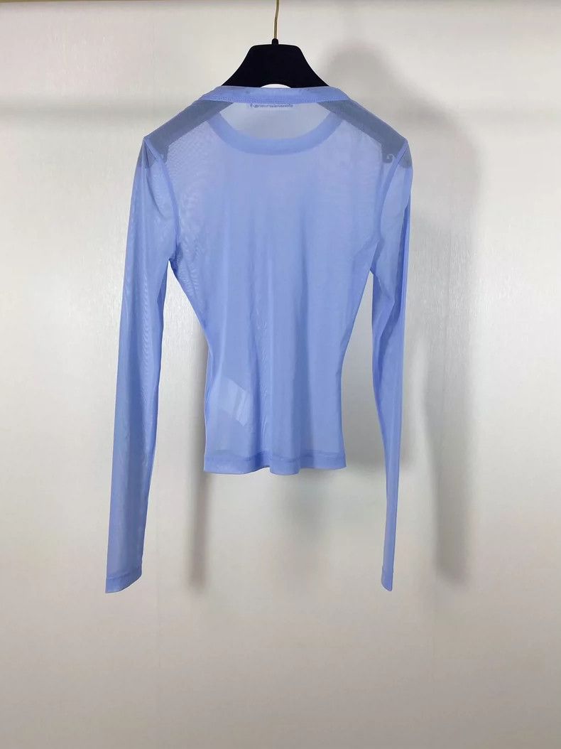 Balenciaga Light Blue Mesh Long Sleeve Top Size S / US 4 / IT 40 - 2 Thumbnail