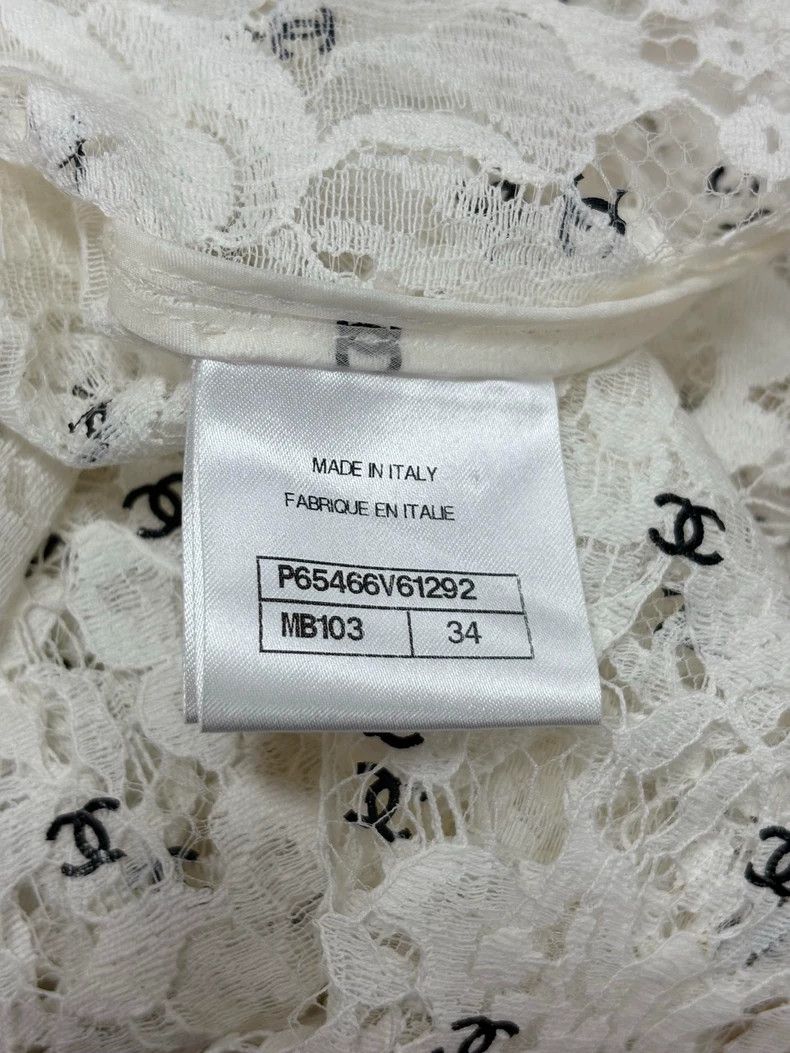 Chanel Chanel White Lace Top with Logo Size XS / US 0-2 / IT 36-38 - 4 Thumbnail