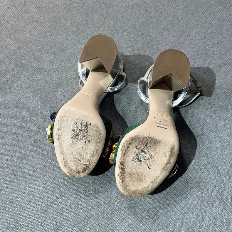 Prada Miu Miu Bejeweled High Heel Sandals Size US 5 / IT 35 - 7 Thumbnail