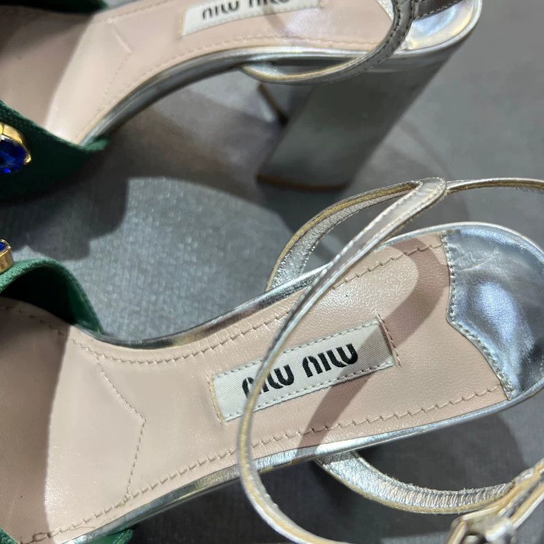 Prada Miu Miu Bejeweled High Heel Sandals Size US 5 / IT 35 - 3 Thumbnail