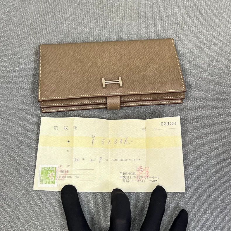 Hermes Hermes Bearn Long Wallet in Gray Size ONE SIZE - 9 Thumbnail