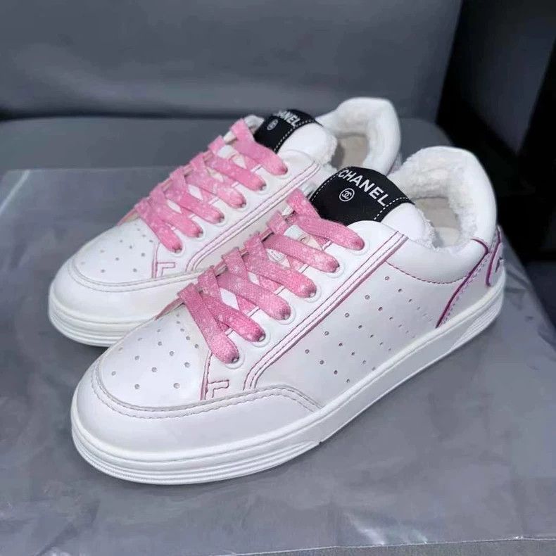 Chanel Chanel Low Top Pink and White Sneakers Size US 5 / IT 35 - 5 Thumbnail