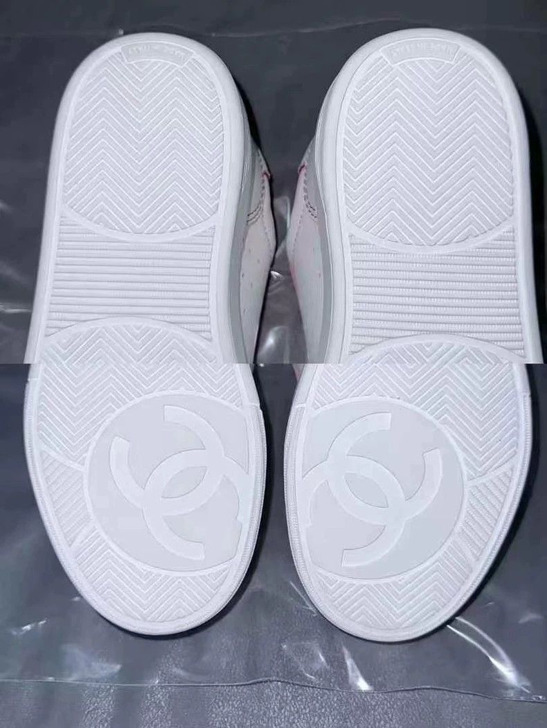 Chanel Chanel Low Top Pink and White Sneakers Size US 5 / IT 35 - 7 Thumbnail