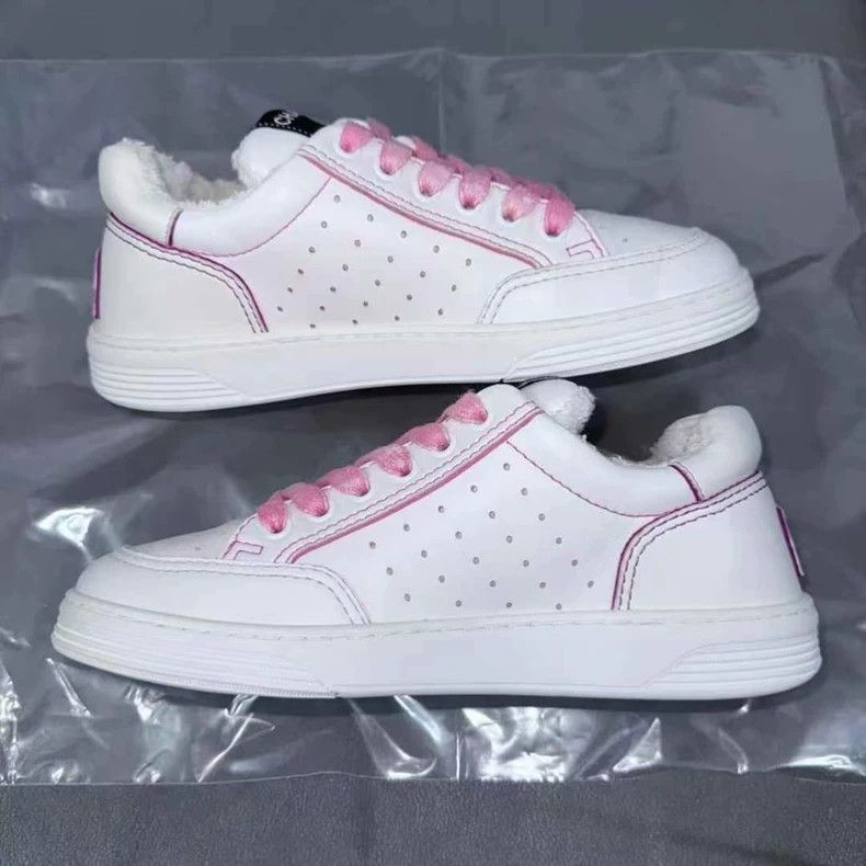 Chanel Chanel Low Top Pink and White Sneakers Size US 5 / IT 35 - 2 Thumbnail