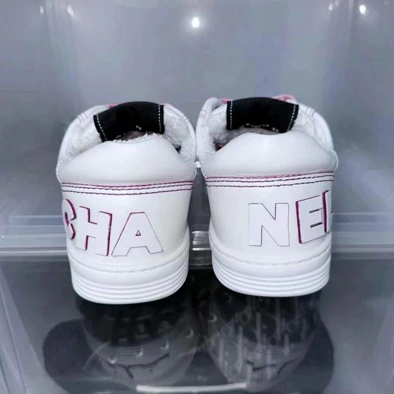 Chanel Chanel Low Top Pink and White Sneakers Size US 5 / IT 35 - 3 Thumbnail