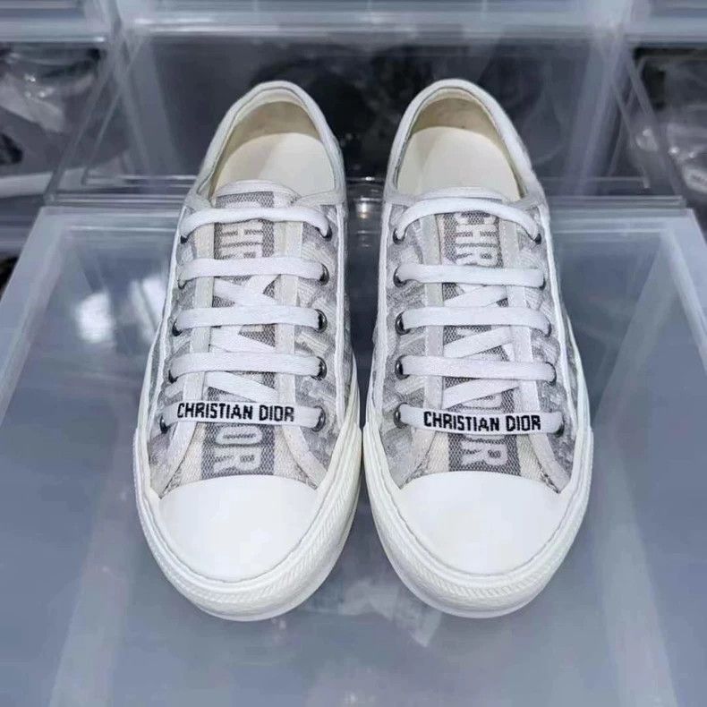 Dior Dior Grey Canvas Sneaker with Logo Print Size US 5 / IT 35 - 3 Thumbnail