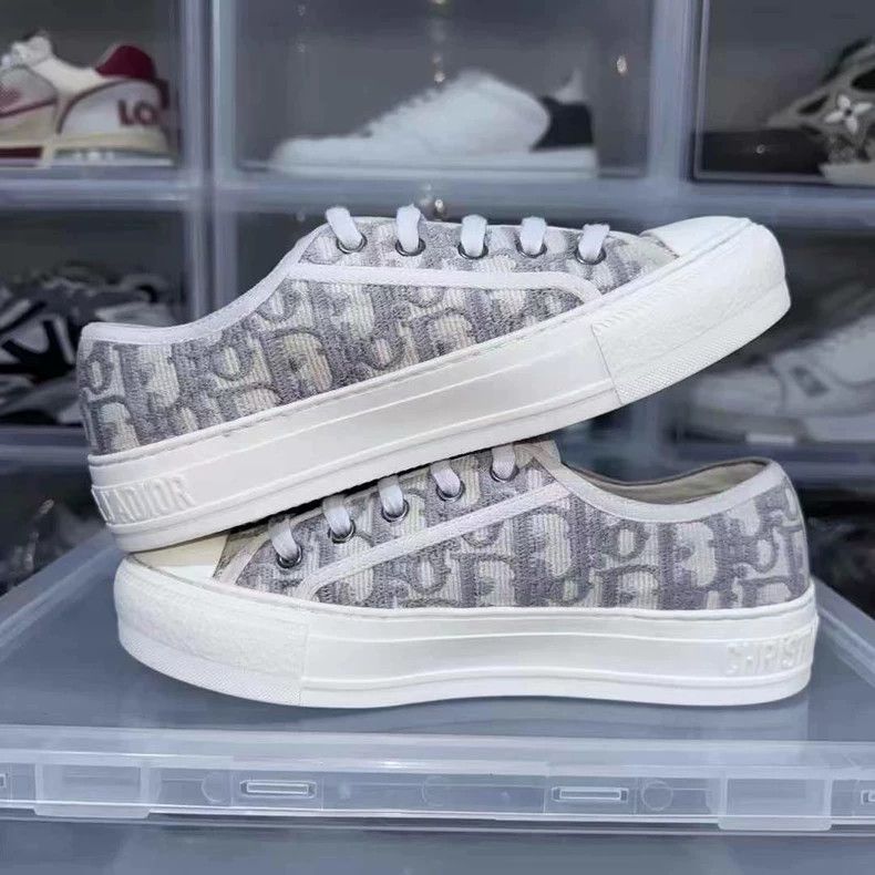 Dior Dior Grey Canvas Sneaker with Logo Print Size US 5 / IT 35 - 2 Thumbnail