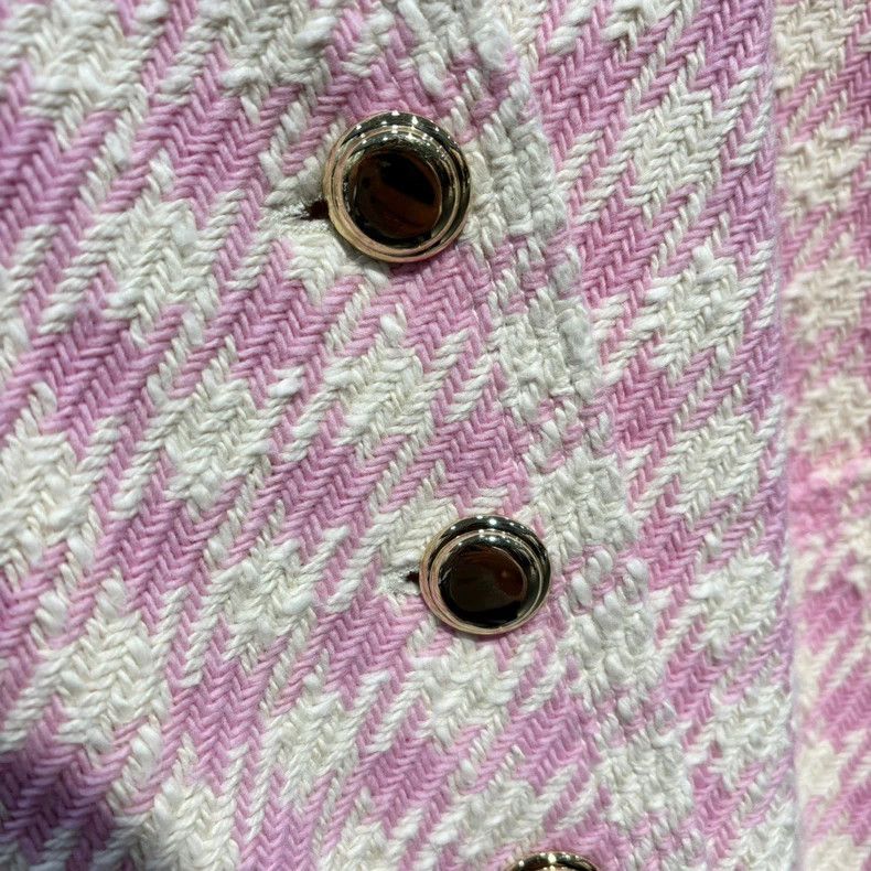Prada Pink Checked V-Neck Jacket by Miu Miu Size S / US 4 / IT 40 - 4 Thumbnail
