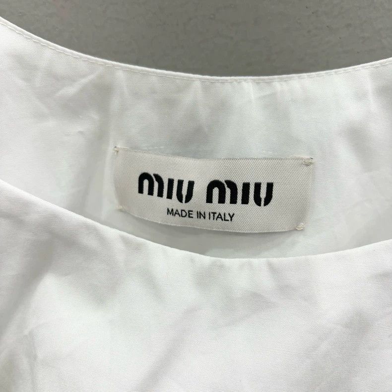 Celine Miu Miu White Logo Crop Top Size S / US 4 / IT 40 - 4 Thumbnail