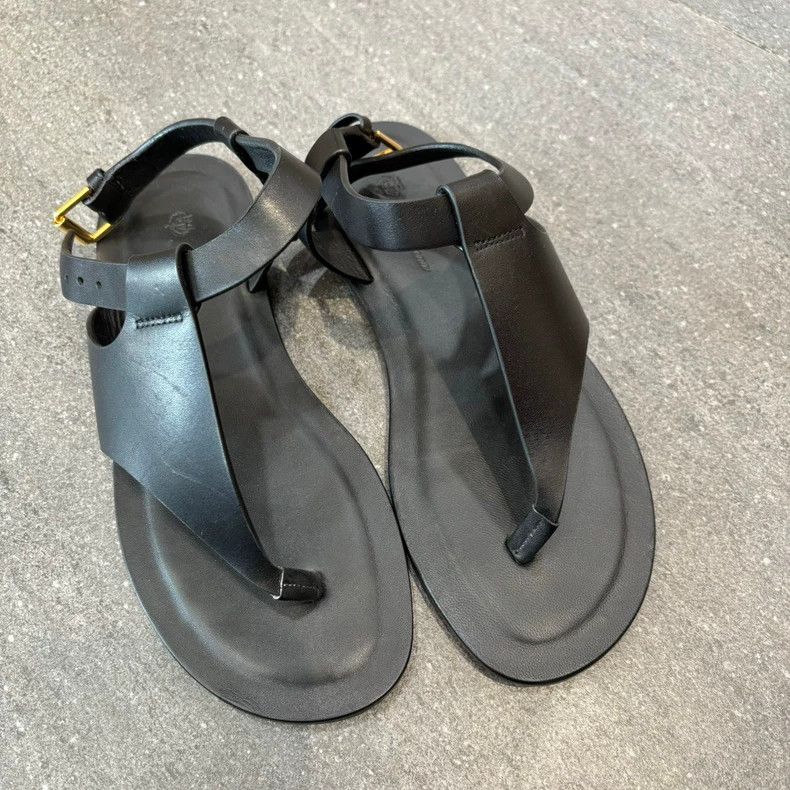 Loro Piana Loro Piana Black Flat Slide Sandals for Women Size US 5 / IT 35 - 2 Thumbnail