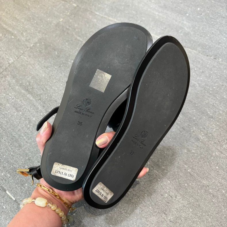 Loro Piana Loro Piana Black Flat Slide Sandals for Women Size US 5 / IT 35 - 6 Thumbnail
