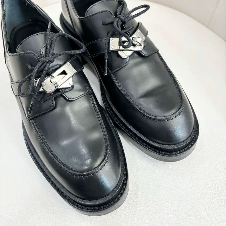Hermes Hermes Black Silver Kelly Loafers Size 38 Size US 8 / IT 38 - 2 Thumbnail