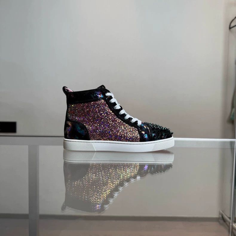 Christian Louboutin Christian Louboutin Studded Sequin High Top Sneakers Size US 6 / IT 36 - 2 Thumbnail