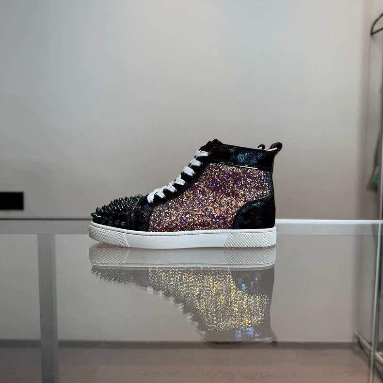 Christian Louboutin Christian Louboutin Studded Sequin High Top Sneakers Size US 6 / IT 36 - 3 Thumbnail