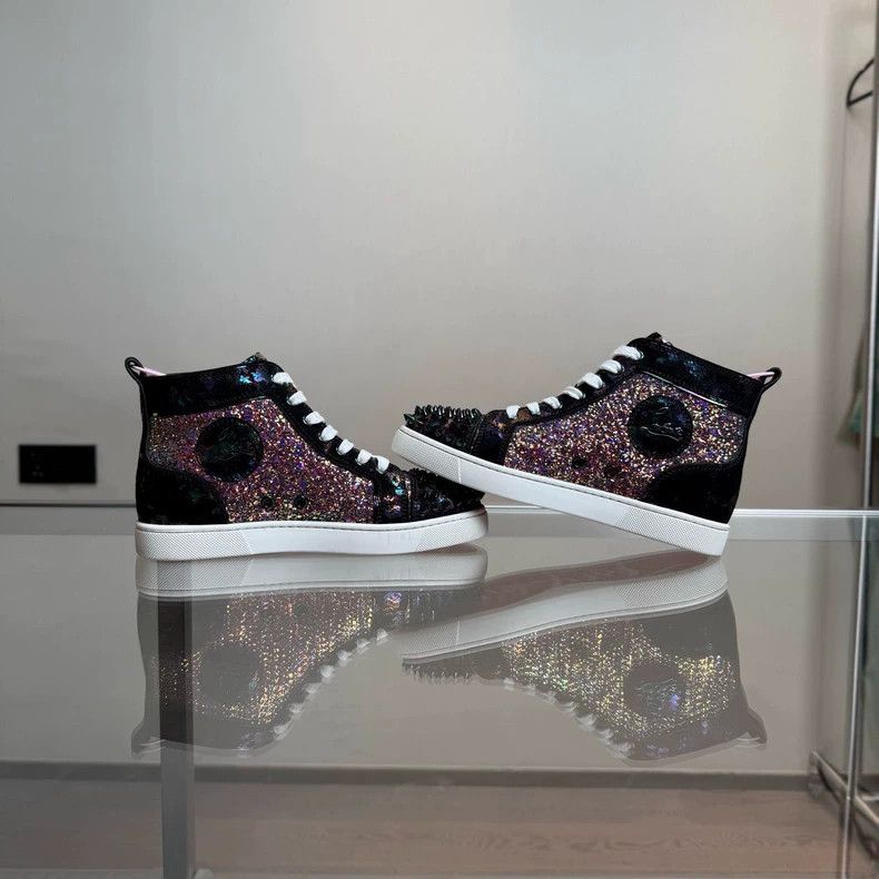 Christian Louboutin Christian Louboutin Studded Sequin High Top Sneakers Size US 6 / IT 36 - 4 Thumbnail