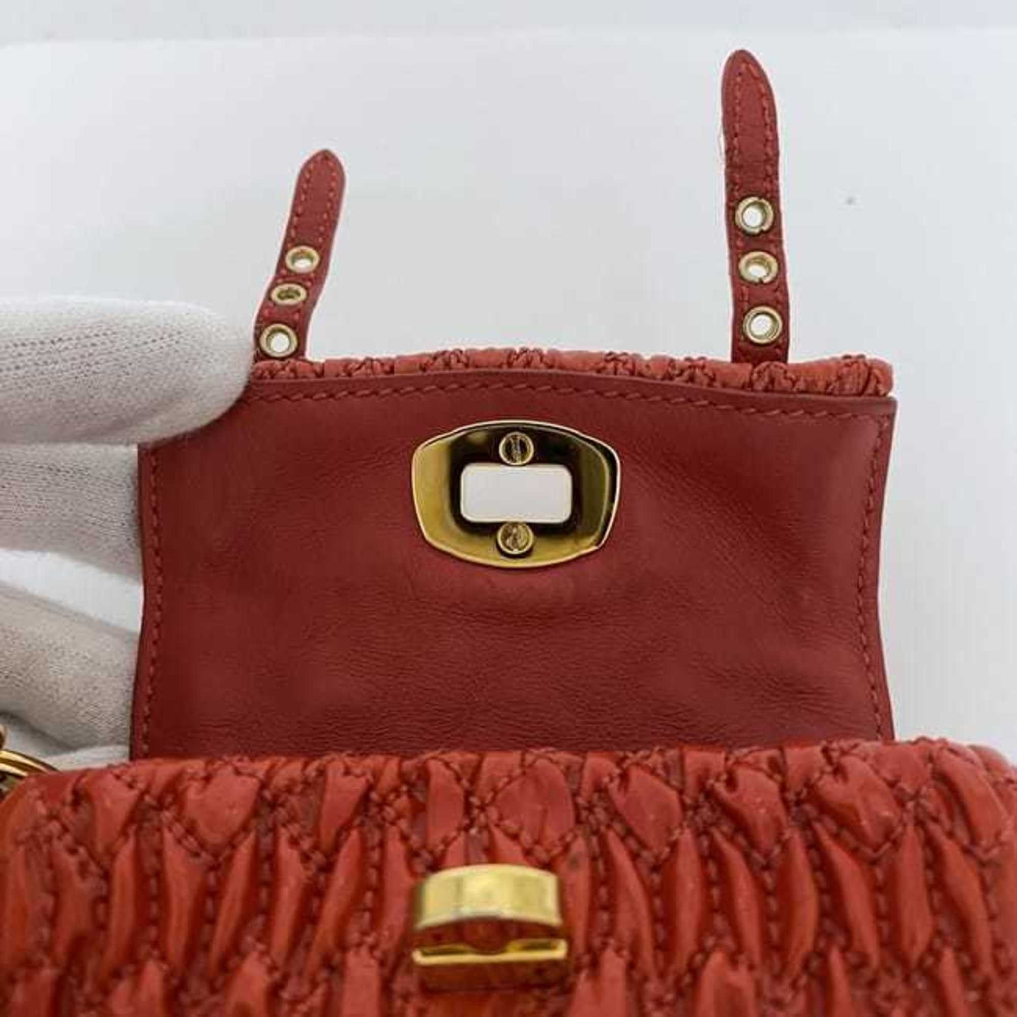 Miu Miu Miu Miu Miu Charm Pouch ec-23001 Red Matelasse Enamel 149 Key Holder Coin Case Mini Compact Women's Coins Size ONE SIZE - 10 Thumbnail
