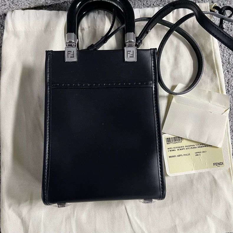 Fendi Fendi Black Mini Leather Handbag with Strap Size ONE SIZE - 5 Thumbnail
