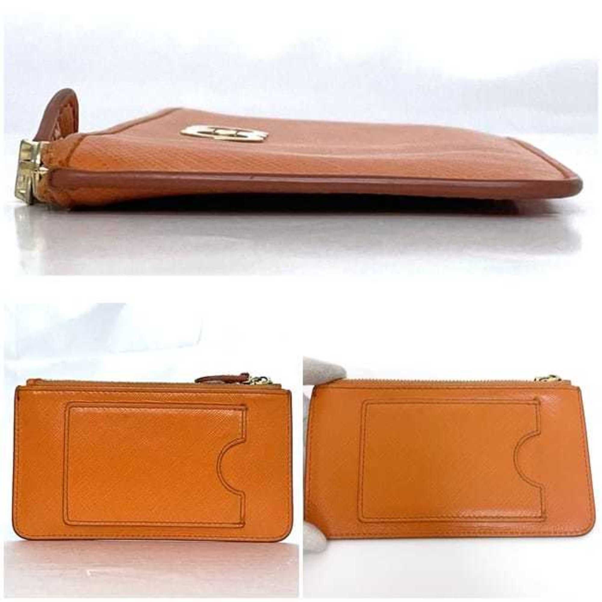 Salvatore Ferragamo Salvatore Ferragamo Coin Case ec-23091 Orange Gancini Leather GJ-22B956 Women's Size ONE SIZE - 3 Thumbnail