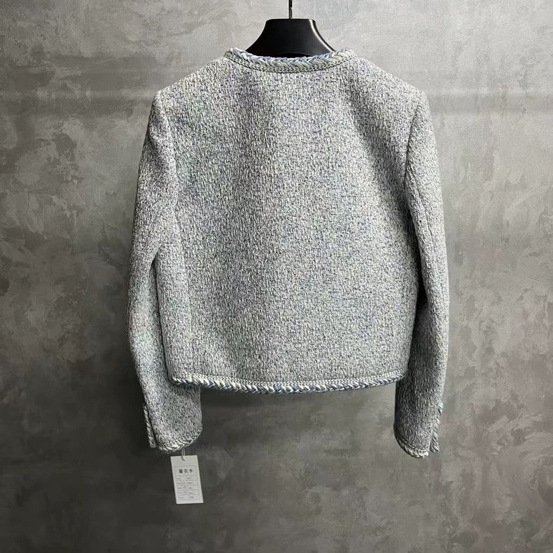Celine Celine Light Blue Tweed Long Sleeve Jacket Size ONE SIZE - 4 Thumbnail