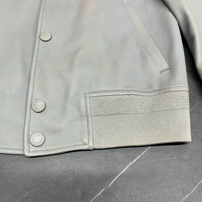 Louis Vuitton Louis Vuitton Gray Baseball Leather Jacket Size L / US 10 / IT 46 - 4 Thumbnail