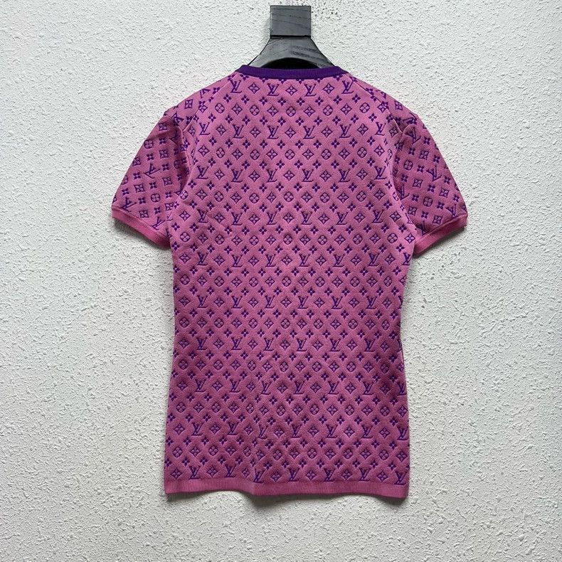 Louis Vuitton Louis Vuitton Purple Logo Knit Short Sleeve Top Size L / US 10 / IT 46 - 2 Thumbnail