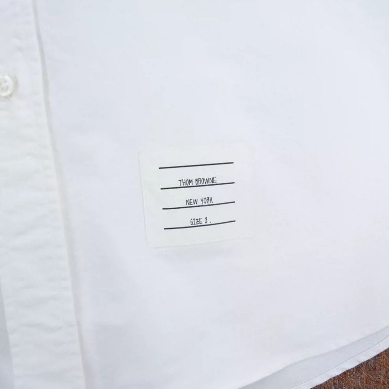 Thom Browne Thom Browne White Canvas Long Sleeve Shirt Size M / US 6-8 / IT 42-44 - 4 Thumbnail