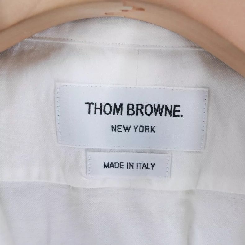 Thom Browne Thom Browne White Canvas Long Sleeve Shirt Size M / US 6-8 / IT 42-44 - 3 Thumbnail