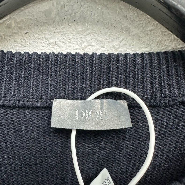 Dior Dior Navy Knit Sweater with Logo Design Size M / US 6-8 / IT 42-44 - 3 Thumbnail