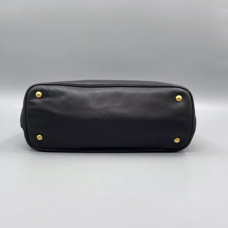 Prada Prada Black Leather Tote Bag with Strap Size ONE SIZE - 3 Thumbnail