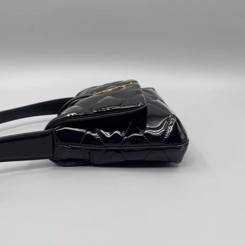 Yves Saint Laurent YSL Black Gold Patent Leather Shoulder Bag Size ONE SIZE - 4 Thumbnail