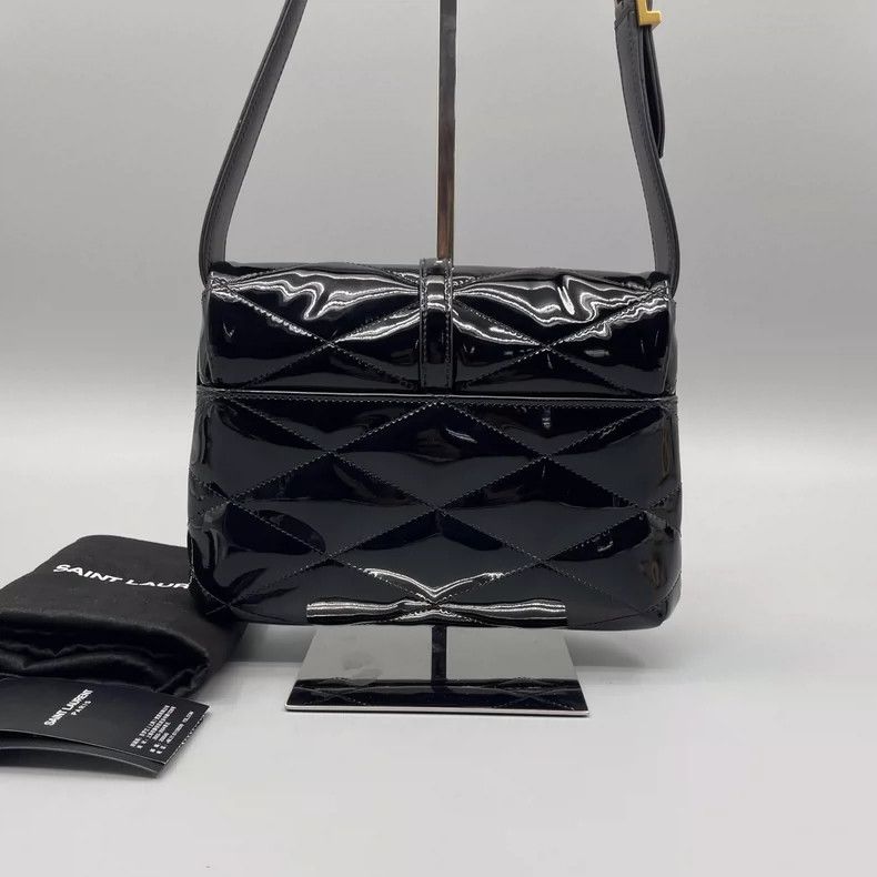 Yves Saint Laurent YSL Black Gold Patent Leather Shoulder Bag Size ONE SIZE - 2 Thumbnail