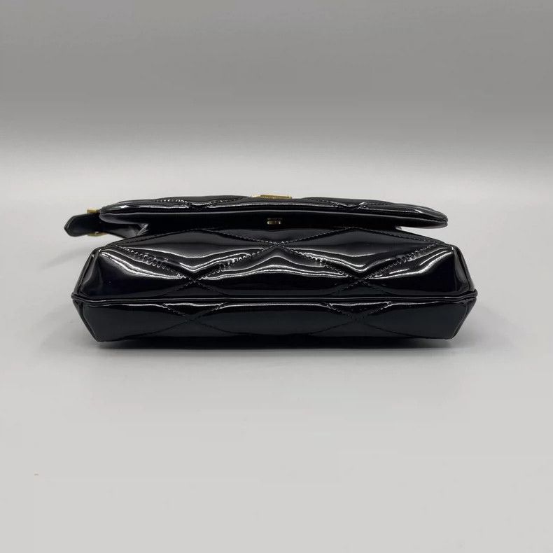 Yves Saint Laurent YSL Black Gold Patent Leather Shoulder Bag Size ONE SIZE - 3 Thumbnail