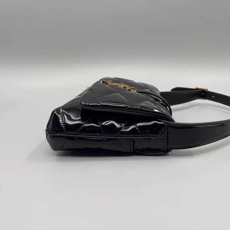Yves Saint Laurent YSL Black Gold Patent Leather Shoulder Bag Size ONE SIZE - 5 Thumbnail